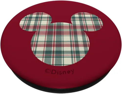 Vista 2 de Disney Mickey Mouse Head Icon Christmas Holiday Plaid PopSockets intercambiables PopGrip
