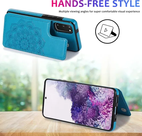 Vista 4 de Asuwish Funda compatible con Samsung Galaxy S20 Plus Glaxay S20+ 5G y protector de pantalla de vidrio templado con ranura para tarjetero, soporte