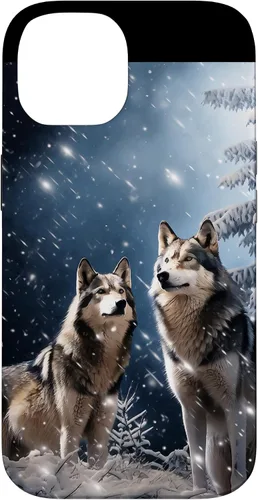 Vista 4 de Wolves Christmas Wolf Snowy Winter Forest Snowflakes Case para iPhone 16