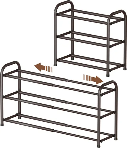 Vista 11 de Gonfoam Zapatero expandible de 2 niveles, estante ajustable para zapatos, organizador de almacenamiento de metal resistente, zapatero de pie