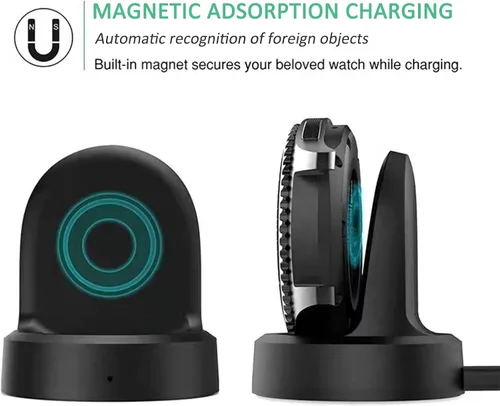 Vista 3 de Cargador de reloj Samsung Gear S3, S4 S2 inalámbrico Qi carga base base para reloj inteligente clásico/frontera