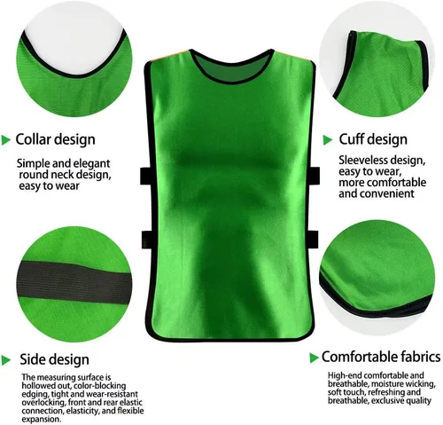 Vista 3 de Paquete de 12 Pinnies para entrenamiento de fútbol para adultos y jóvenes Pennies for Sports Youth con correas elásticas para practicar actividad