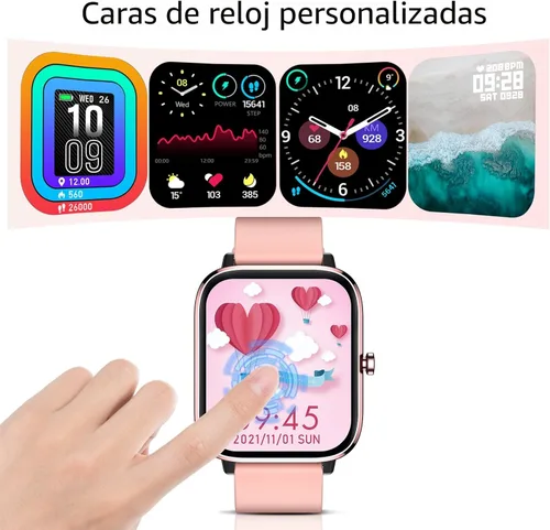 Vista 7 de Reloj inteligente para mujer, monitor de llamadas, monitor de actividad física, frecuencia cardíaca y sueño, pantalla táctil de 1.69 pulgadas