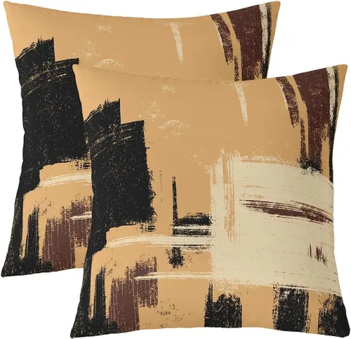 Vista 39 de Juego de 2 fundas de almohada abstractas de 16 x 16 pulgadas para niños, niñas, adolescentes, decoración de dormitorio, moderna a rayas, decoración