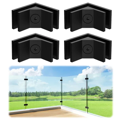 Vista 11 de LukLoy Abrazadera de Barandilla, Soporte de Acero Inoxidable 304 Negro para Barandilla de Balaustrada de Vidrio Valla de Piscina (1, 90 Grados)