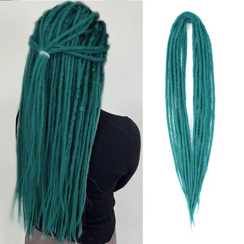 Vista 13 de Extensiones de rastas trenzadas bohemias de 24 pulgadas, 10 hebras de rastas sintéticas rizadas color marrón degradado con trenza de caja, rastas