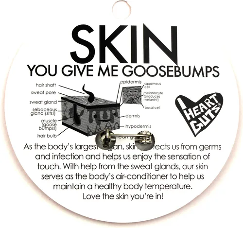 Vista 3 de I Heart Guts Pin de solapa para la piel – ¡En la carne! Regalo de dermatología, conciencia de la salud de la piel, apreciación del personal médico