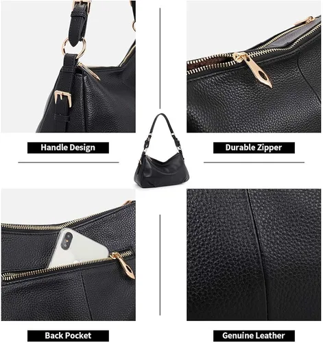 Vista 4 de Kattee Bolsos de cuero suave para mujer bolsos de hombro vintage con asa superior auténtica