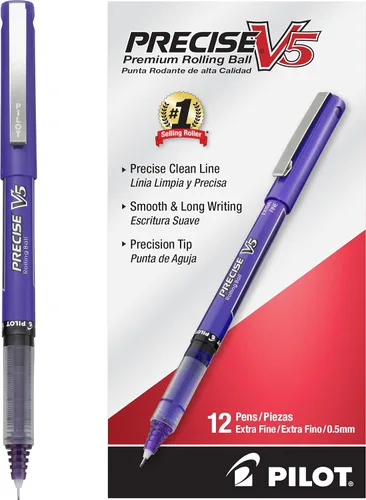 Vista 11 de Pilot, Precise V5, Bolígrafos de Tinta Líquida con Tapa de Bola Rodante, Punta Extra Fina 0.5 mm (0.020 in), Colores Surtidos, Paquete de 12