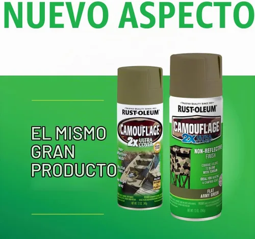 Vista 2 de Rust-Oleum 279176 Camuflaje 2X Ultra Cover Pintura en aerosol, 12 onzas, verde militar
