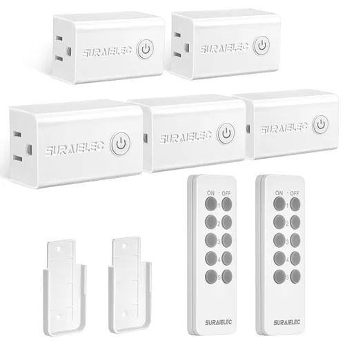 Vista 10 de Toma de control remoto de 15 amperios, interruptor de luz inalámbrico, color negro Plug & Play, 100 ft RF Range, No Wiring/WiFi, Decorator Rocker