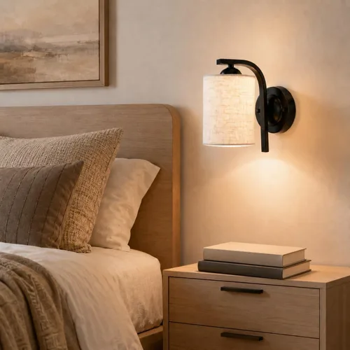 Vista 7 de Apliques de pared para dormitorio, baño, accesorios de iluminación modernos de tocador, negro mate, faroles de iluminación de montaje en pared