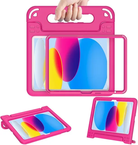 Vista 32 de AVAWO - Funda infantil para iPad de 10.9 pulgadas con protector de pantalla integrado, duradera, a prueba de golpes, ligera, con mango protector