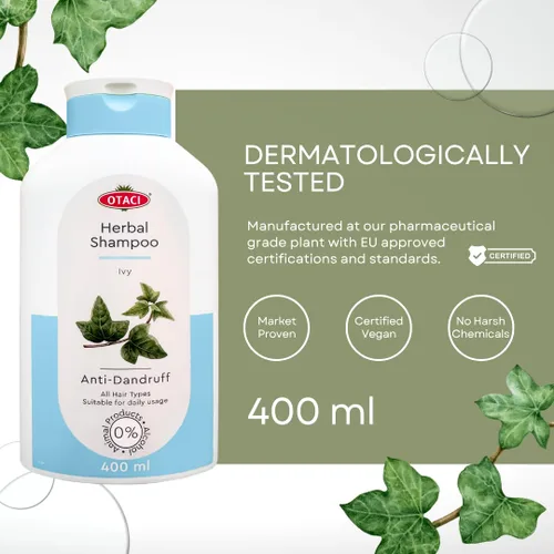 Vista 4 de OTACI Champú Herbal Ivy – Limpieza profunda, fórmula vegana infundida con romero, salvia, manzanilla y menta para un cabello más fuerte, brillante
