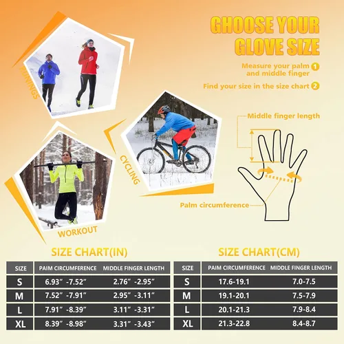 Vista 6 de ihuan Guantes de invierno para hombres y mujeres guantes de clima frío para correr ciclismo guantes impermeables para nieve cálidos dedos
