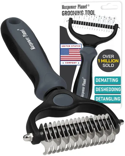 Vista 24 de Maxpower Planet Rastrillo para Perros y Cepillo de Pelo de Perro - Remueve Suavemente el Subpelo Suelto, Nudos y Enredos - Herramienta de Deslanado