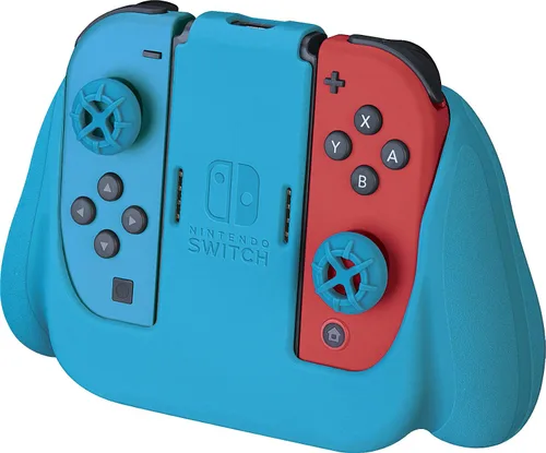 Vista 2 de Officially Licensed Nintendo Switch Joy-Con Action Pack Grip and Thumb Buttons Neon Blue Textured Silicone