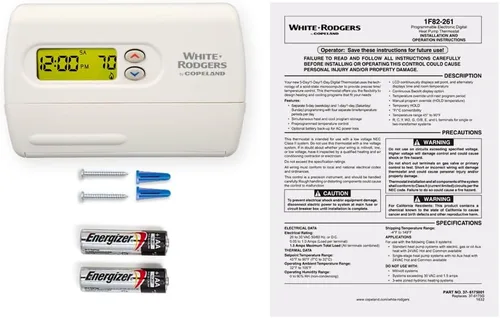 Vista 5 de Emerson Termostato digital programable con bomba de calor 1F82-261, 5-2 días, color blanco
