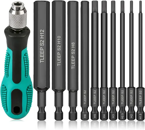 Vista 10 de 10 brocas de llave Allen de cabeza hexagonal de 3.937 in de largo, 1/4 de pulgada, 5/16 a 5/64 pulgadas, SAE, puntas magnéticas para destornillador