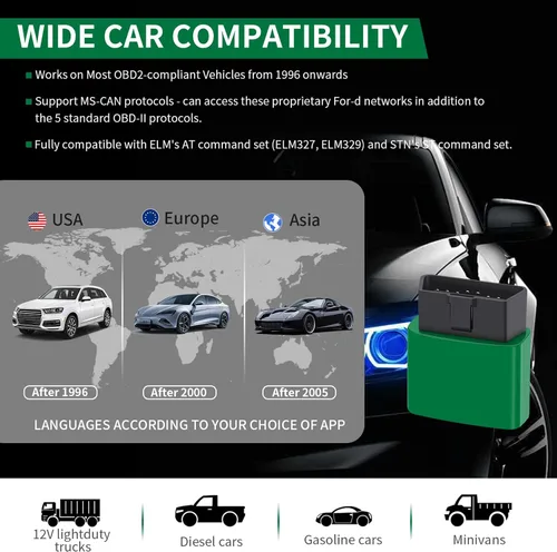 Vista 5 de VGATE vLinker FD Bluetooth OBD2 Escáner Herramienta de Diagnóstico, Lectores de Código de Automóvil y Herramientas de Escaneo para Android y Windows