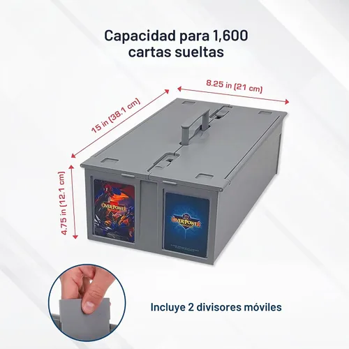 Vista 3 de BCW Contenedor de tarjetas coleccionable (individual, gris) Capacidad para hasta 1600 tarjetas Caja de almacenamiento de plástico para Pokémon