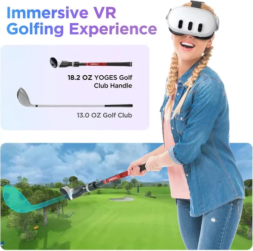 Vista 4 de YOGES VR Golf Club Handle Attachment Compatible with Oculus Quest 3 / Quest 2, Golft Golf Club Handle Accessories Compatible with Golf +, Golf 5