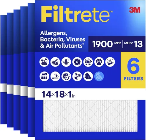 Vista 20 de Filtrete - Paquete de 6 filtros plisados para aire acondicionado de 10 x 20 x 1 pulgadas, MERV 13, MPR 1900, filtro premium para alérgenos