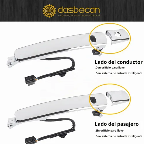 Vista 7 de Dasbecan 2 piezas de manija de puerta delantera exterior inteligente de entrada sin llave cromada compatible con Nissan Rogue 2010-2013, lado