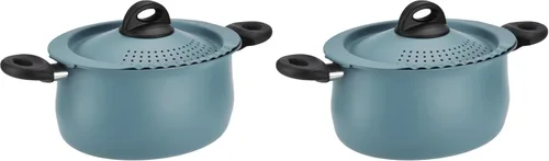 Vista 7 de Bialetti- 7265 Oval 5.5 cuarto de pasta olla con tapa de colador, antiadherente, 1, negro