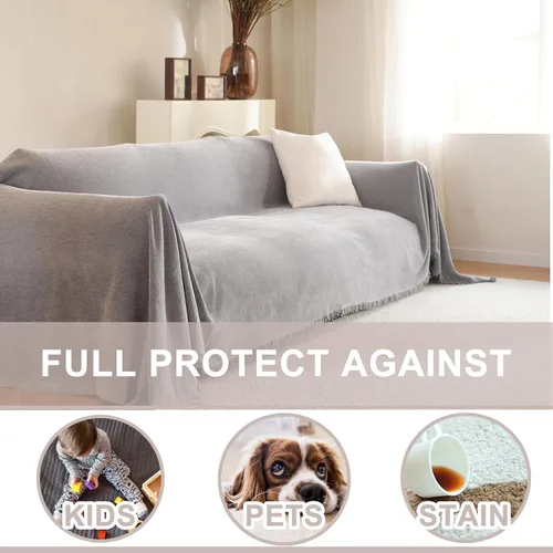 Vista 2 de Funda de cojín de felpilla gruesa en espiga para sofá biplaza reclinable, para sala de estar, protector decorativo multiusos para mascotas