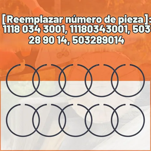 Vista 2 de Anillos de pistón de 1.811 in para Stihl 028 029 034 MS191 MS290 BR400 SR400 Parte 11180343001, 10 x Anillo de pistón