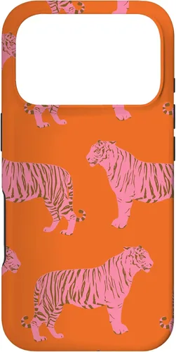 Vista 29 de Funda para iPhone 17 con diseño de tigre rosa y naranja