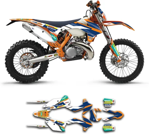 Vista 32 de Kit de calcomanías personalizadas para 125 200 250 300 350 450 500 EXC EXC-F XCW XC-W XCF-W 2014 2015, negro y azul, KTEXCW1416001-KR