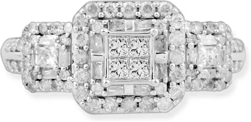 Vista 2 de Anillo de compromiso de diamantes, oro blanco 10 quilates (1 quilate, color I-J, claridad I2-I3)
