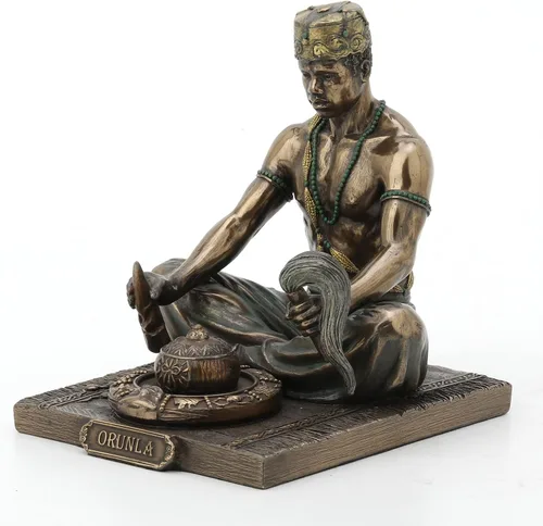 Vista 7 de Veronese Design - Estatua de dios africanos de 5 1/8 pulgadas de alto Orunla el Orisha de la Sabiduría, destino y profecía, acabado de bronce antiguo
