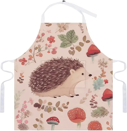 Vista 7 de MUSM Delantal para adultos – 27.6 x 31.5 pulgadas, delantales de poliéster resistentes con dos bolsillos grandes, delantal de cocina de erizo