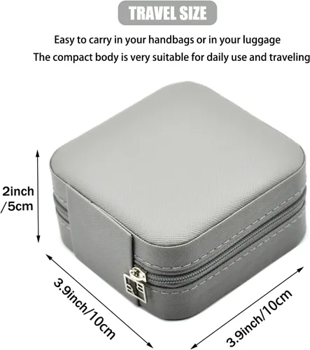 Vista 5 de MODENGKONGJIAN Mini estuche de viaje para joyería, caja organizadora de joyas de viaje de piel sintética, pequeño soporte portátil