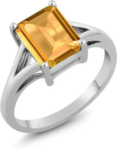 Vista 71 de Gem Stone King Anillo de compromiso solitario con diseño clásico de vástago dividido para mujer, plata de ley 925, piedra natal de piedra preciosa