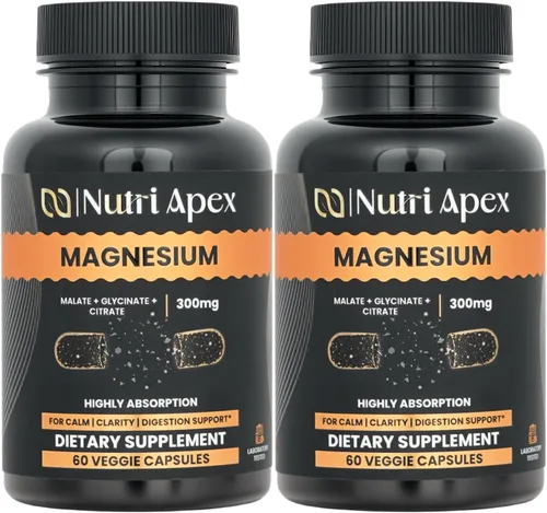 Vista 10 de Suplemento de magnesio para energía – Complejo triple de magnesio 300 mg con glicinato, malato y citrato – Alta absorción para recuperación