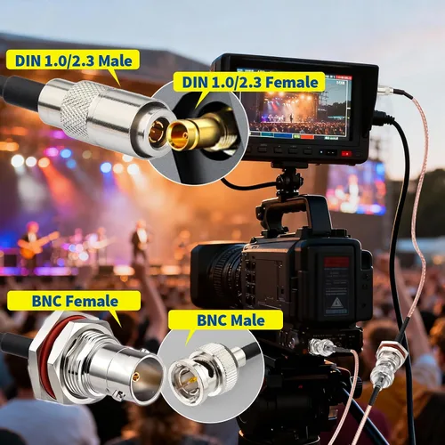 Vista 3 de BINGFU DIN 1.0/2.3 macho a BNC hembra 75 ohmios video SDI Cable 11.8 in 12 pulgadas para 3G HD SDI grabadora de video asistencia de cámara Monitor