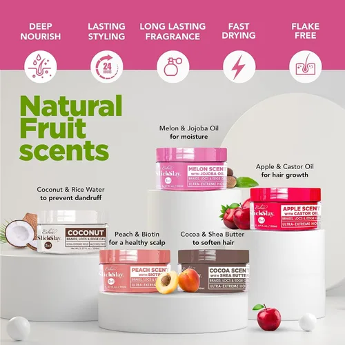 Vista 3 de Esha Slick N Slay - Gel trenzado 3 en 1 para trenzas y bordes, sujeción ultra extrema para el cabello, brillo hidratante y acondicionador, gel