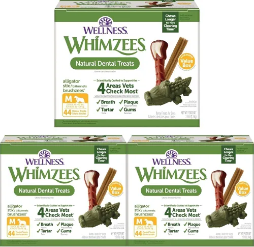 Vista 14 de Wellness WHIMZEES Value Pack - Golosinas dentales naturales para perros, masticables, refresca el aliento, tamaño extragrande, caja de 64 onzas, 15