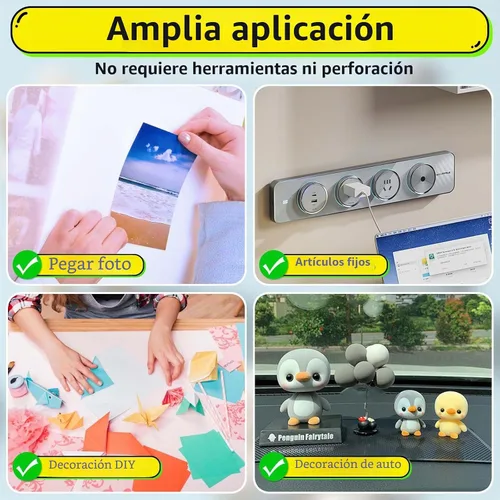 Vista 9 de PHIXBEAR Masilla de montaje mejorada con lengüeta para tirar, cinta de museo extraíble adhesiva de doble cara puntos adhesivos sin rastro