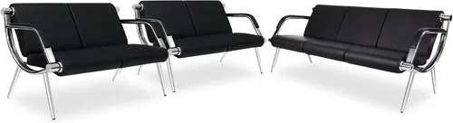 Vista 9 de kinbor Silla de invitados para sala de espera, silla de recepción de oficina de cuero PU, negro