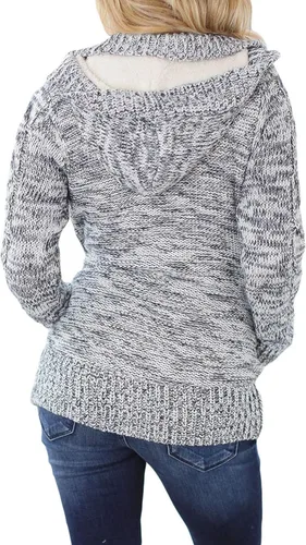 Vista 3 de Sidefeel - Cárdiganabrigo con capucha para mujer de tejido de cable con botones