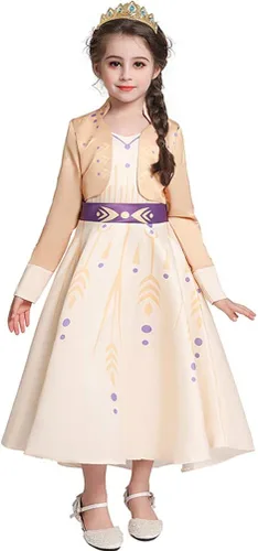 Vista 3 de Vestido de disfraz de princesa Anna para niñas con accesorio para Halloween cumpleaños para dormir sobre fiesta