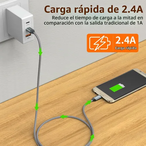 Vista 4 de JXMOX Cable USB C a Micro USB, (3.3 pies, paquete de 2) Cable Cargador Tipo C a Micro USB, Admite Carga y Sincronización Compatible