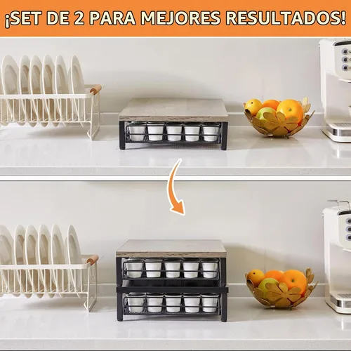 Vista 5 de IBUYKE Soporte de madera para cápsulas de café para K-Cup, capacidad de 35 Greige