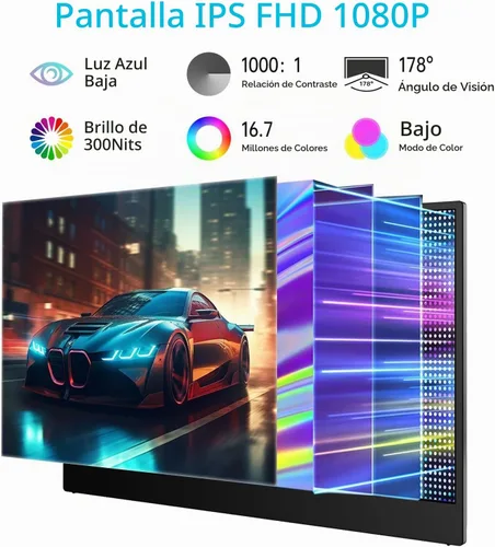 Vista 2 de DEPGI Extensor de pantalla triple para portátil de 14 pulgadas, extensor de pantalla de computadora portátil, monitor extendido FHD IPS de 3 x 14