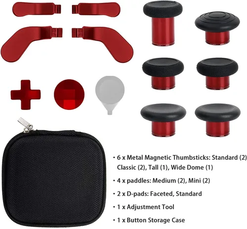 Vista 6 de Metal Thumbsticks for Xbox One Elite Controller Series 2 Accessories, 13 in 1 Replacement Magnetic Buttons kit Includes 6 Swap Magnetic Joysticks, 4